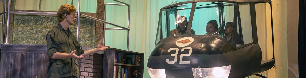 Soldier and helicopter