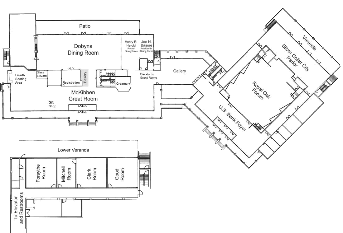 A layout map of the Keeter Center.