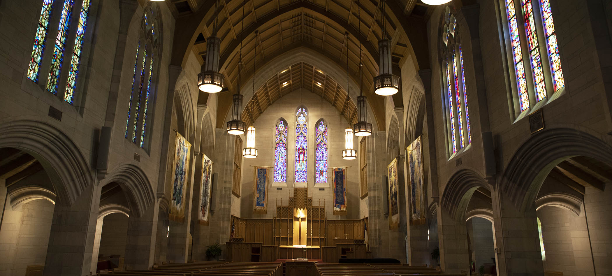 Williams Memorial Chapel Interior with Stained Glass
